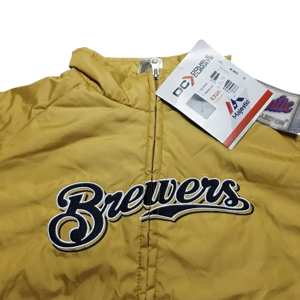 Majestic Milwaukee Brewers Double Climate Puffer Jacket Youth Medium (10/12) MLB